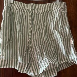 Green and white striped swim cover up shorts size XL